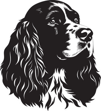 English Springer Spaniel Silhouette Vector Illustration White Background