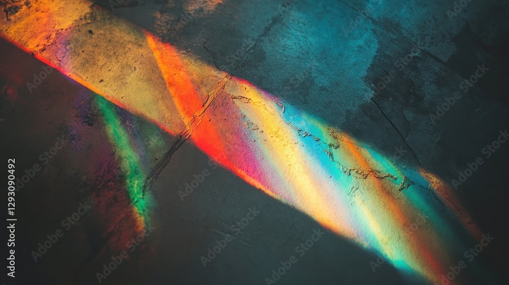 Aufkleber a vibrant spectrum of colors reflecting off a textured surface, creating an artistic display of ligh