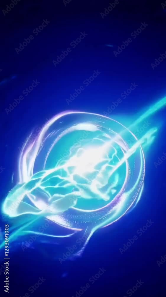 Poster energetic neon swirls transforming into vibrant light burst in dynamic motion sequence