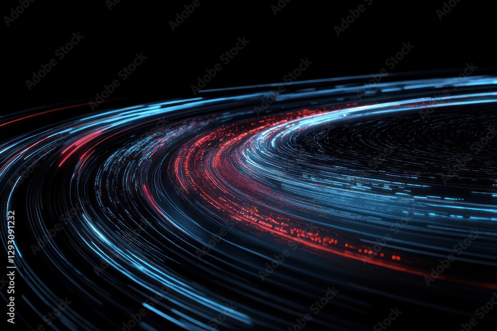 Poster abstract light trails in dynamic motion on dark background