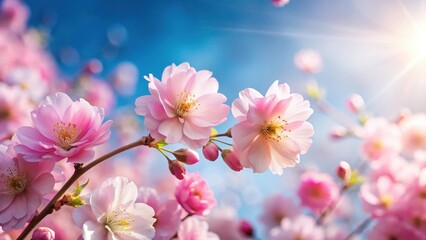 Obraz premium Softly glowing pink petals unfurl in isolation under a clear sky