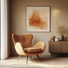 A cozy contemporary armchair sits in a modern living room