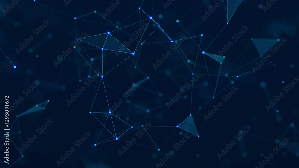 Poster data technology and scientific illustration. abstract motion background of connected dots and lines.