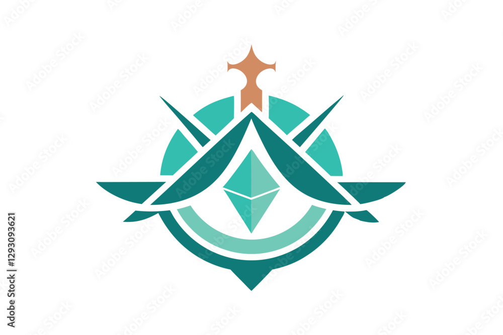 Poster symbolic representation of trust and reliability in modern design featuring a geometric emblem, symb