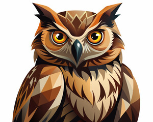 vector of photorealistic sculpture of a owl, white background