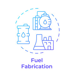 Fuel fabrication blue gradient concept icon. Transform into uranium dioxide powder. Nuclear supplies cycle. Round shape line illustration. Abstract idea. Graphic design. Easy to use in article © IMG visuals icons