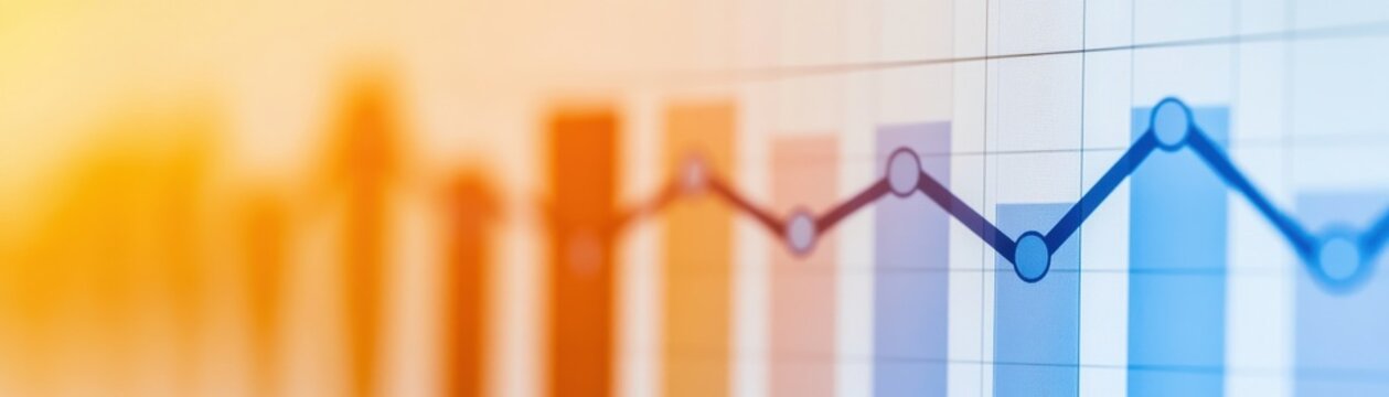 A colorful graph depicting fluctuating data trends, with bars and a line chart showcasing performance over time.