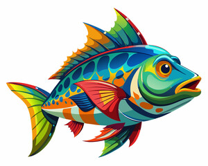 vector of photorealistic sculpture of a fish, white background