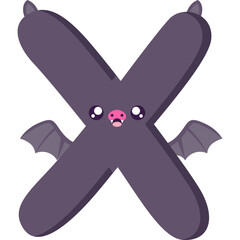 Playful Bat letter X Illustration