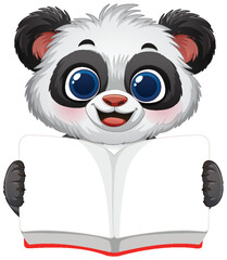 Cute Panda Reading a Book