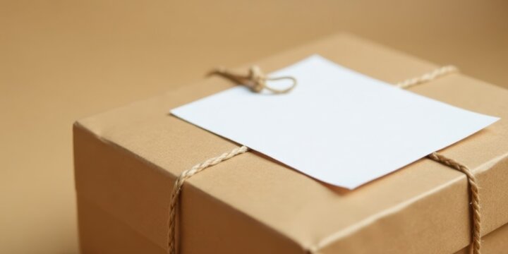 A simple kraft paper package secured with twine, featuring a blank tag perfect for personalized messaging.