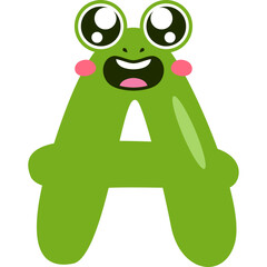 Playful Frog letter A Illustration