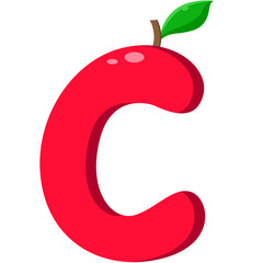 Playful Strawberry letter C Illustration