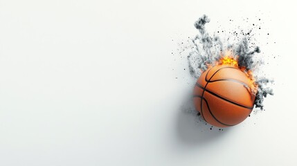 Basketball Burst Through Wall with Flames and Smoke Effects