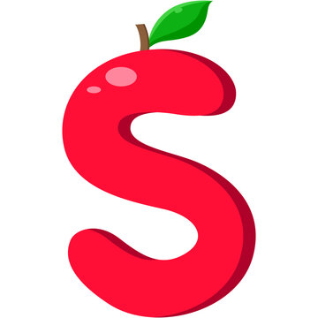 Playful Strawberry letter S Illustration