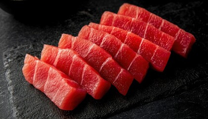 Sliced Red Tuna on Dark Stone Platter