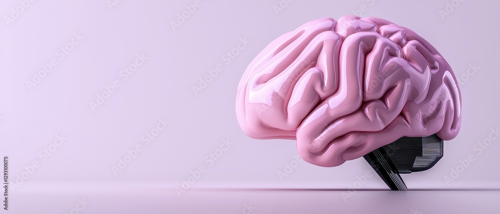 Poster a close-up of a pink brain model showcasing creativity and cognitive processing.
