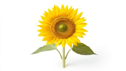 Obraz premium Vibrant Sunflower Bloom Facing Bright Light on White Background