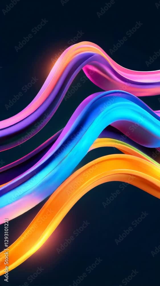 Poster colorful abstract design showcasing vibrant waves and flowing patterns in a dark background