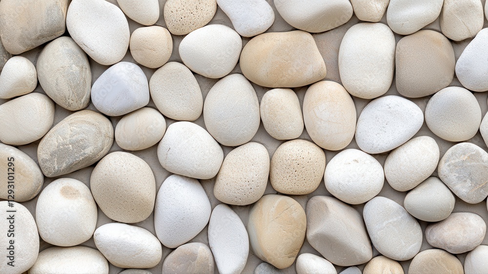 Poster smooth natural stones arranged in a harmonious pattern, perfect for background or design elements.