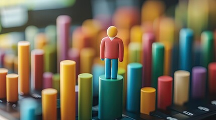 3D small people icons representing statistics and growth improvement.