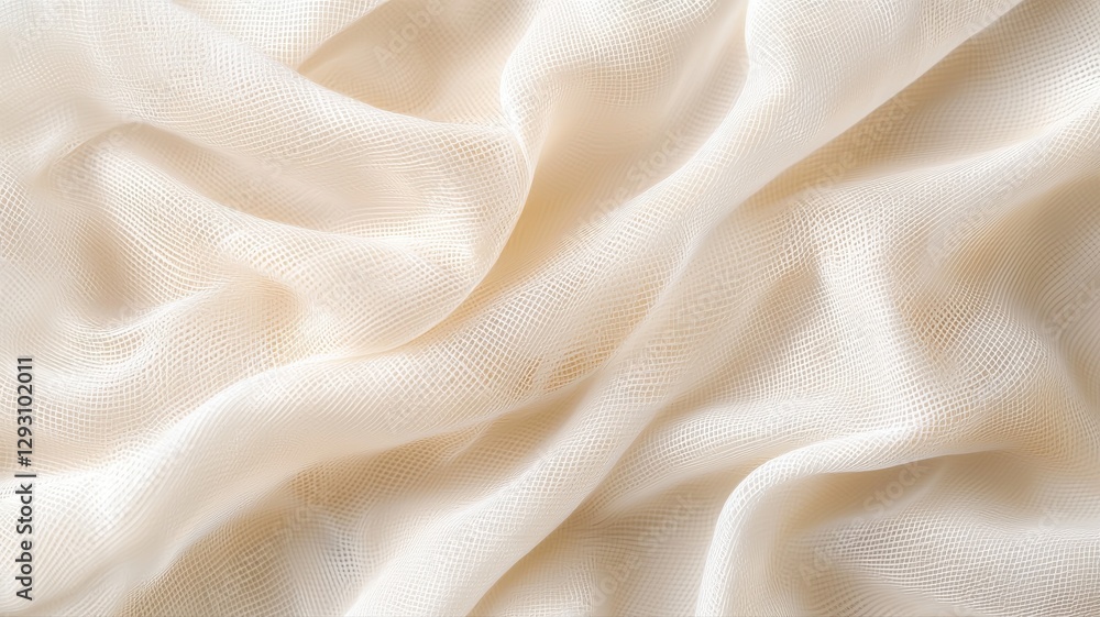 Poster smooth white silk fabric with elegant folds, creating a soft and luxurious texture perfect for backg