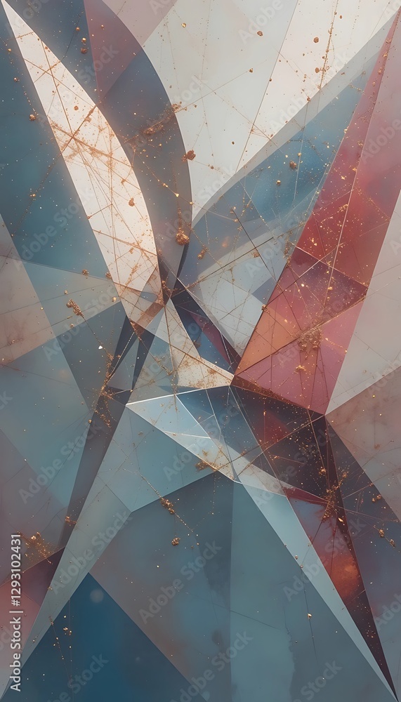 Aufkleber abstract geometrical pattern with blue red and white color combination