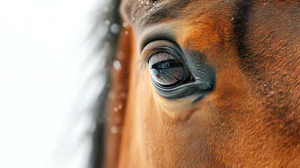 Bay horse in a clean, minimalist composition, symbolizing elegance and simplicity.