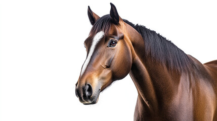 Fototapeta premium Bay horse in a clean, minimalist composition, symbolizing elegance and simplicity.