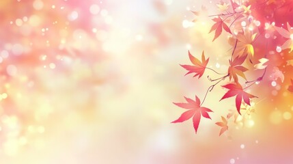 Fototapeta premium Autumn background with blurred autumn leaves and copy space for text, autumn concept. Autumn background with falling colorful red, yellow, and orange maple leaves