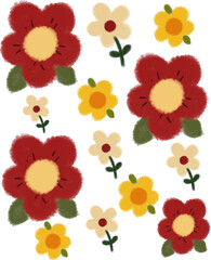 Colourful flower hand drawn watercolour illustration clipart and vector with isolated white background	