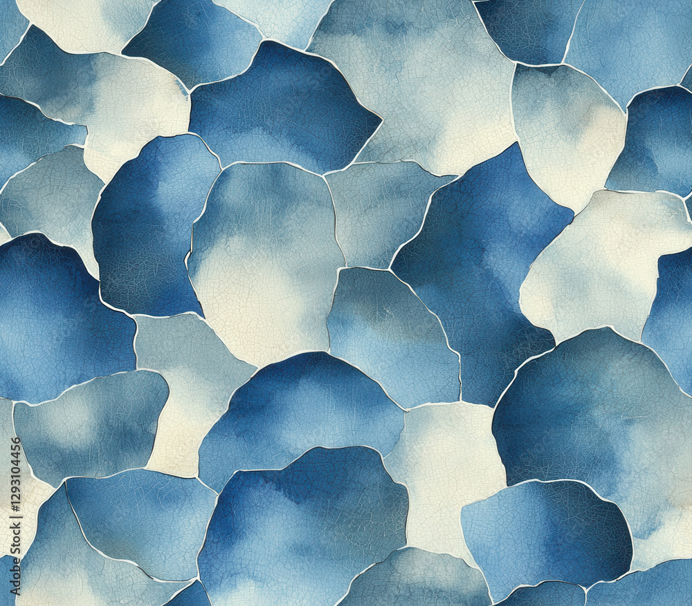 Poster subtle layers of pastel blue and aqua blending in abstract pattern, seamless pattern style.