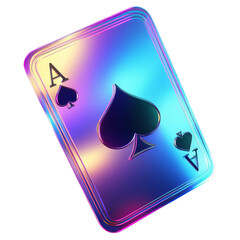 The ace of spades glows in a vibrant neon light