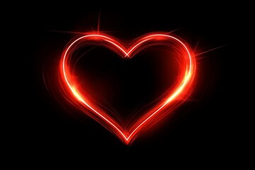 A red heart-shaped vector graphic on a black background, with glowing light effects,