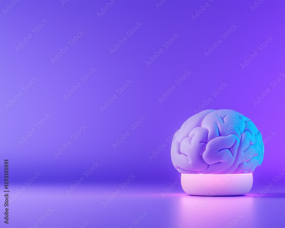 Poster a conceptual representation of a brain illuminated with vibrant colors.