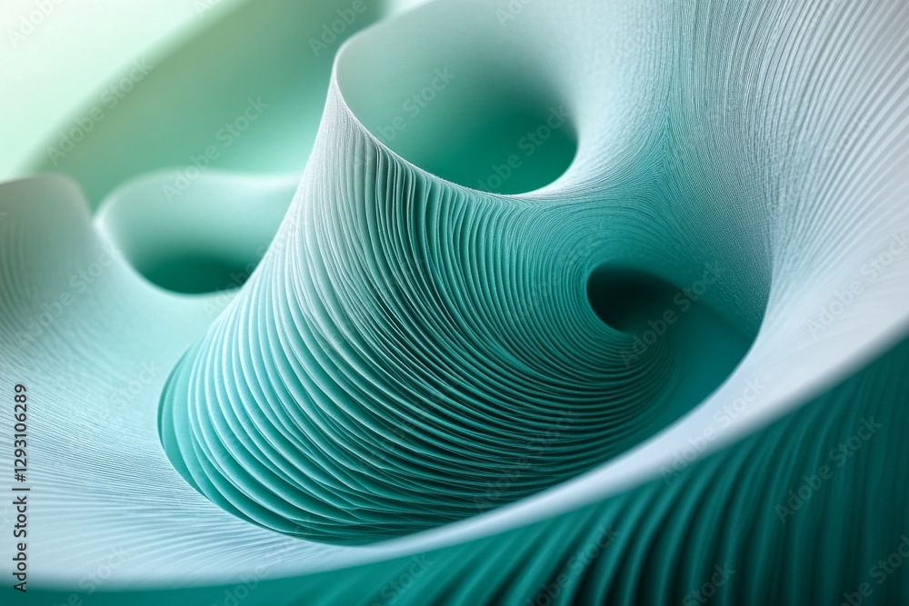Aufkleber abstract swirling pattern in teal showcasing intricate lines and curves under soft lighting effects