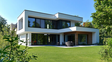 Modern house with clean lines bathed in natural light, blending simplicity and elegance.