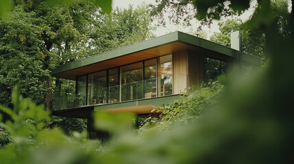 Modern house with clean lines bathed in natural light, blending simplicity and elegance.