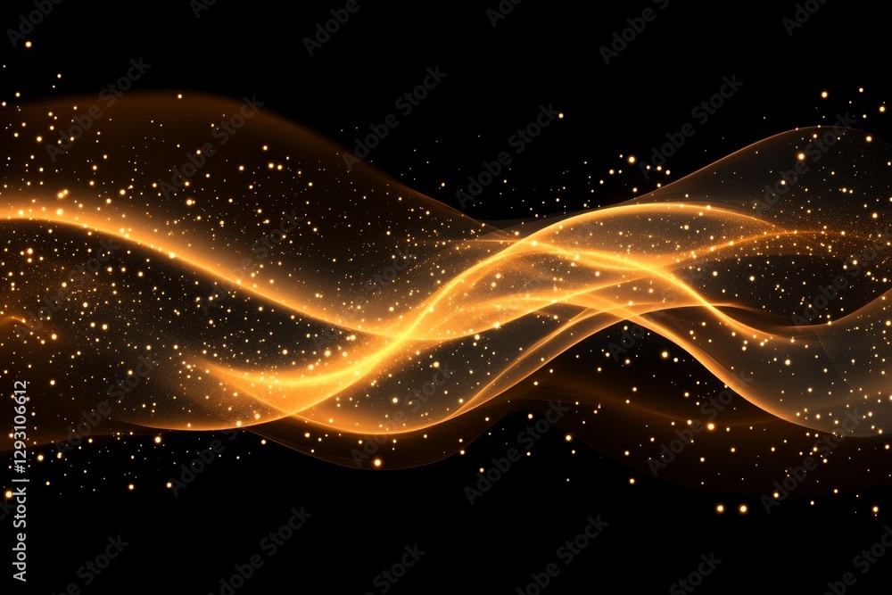 Poster golden waves of light shimmer across a dark background creating a mesmerizing visual effect and dyna