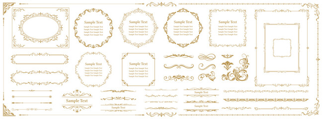 Collection of luxury frames, borders and corners with ornate swirls. collection for invitation, menu..eps
