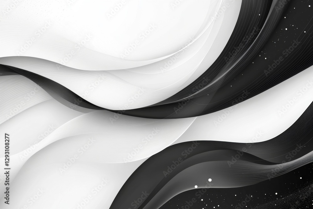 Poster elegant waves of black and white create a dynamic and captivating abstract design with smooth curves