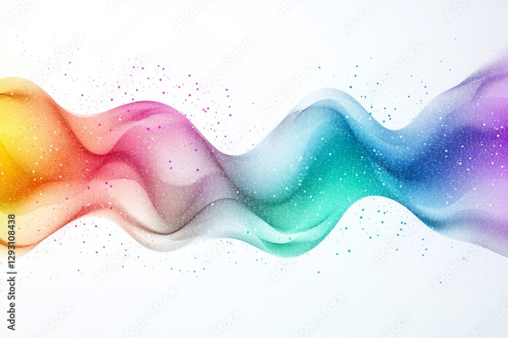 Poster colorful abstract wave design with flowing gradients and sparkling elements