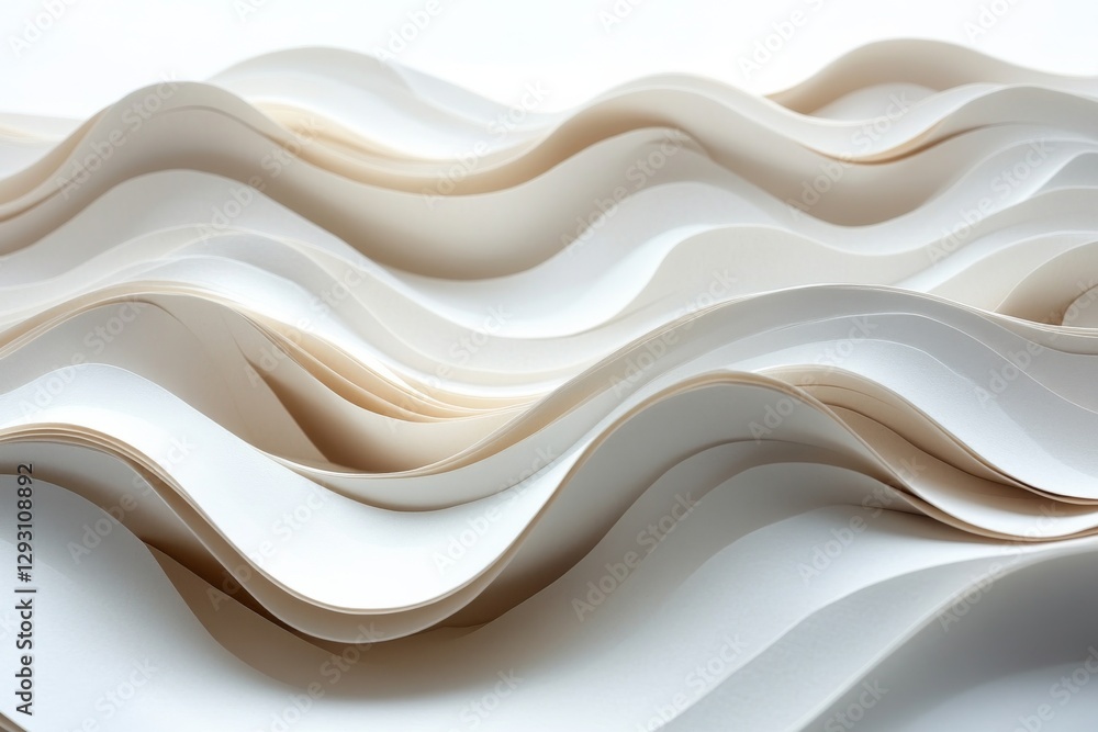 Poster elegant curves of textured paper create a wave-like pattern in a serene composition