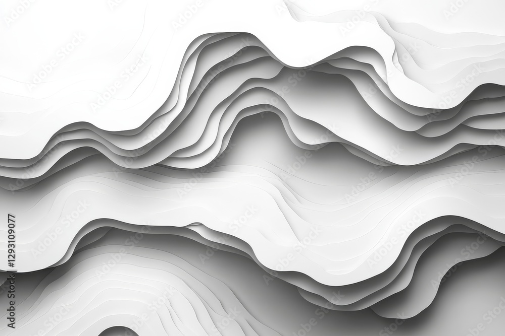 Poster soft layers of white paper create a textured abstract design that evokes a sense of calm and simplic
