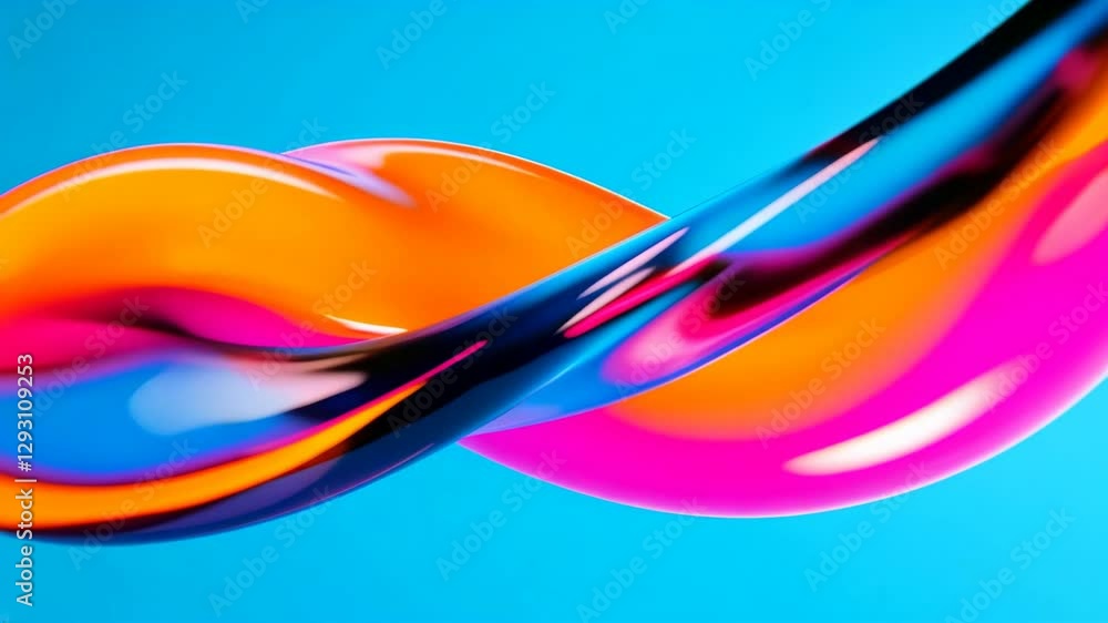 Poster vibrant fluid motion creates mesmerizing patterns against a bright blue backdrop in a stunning displ