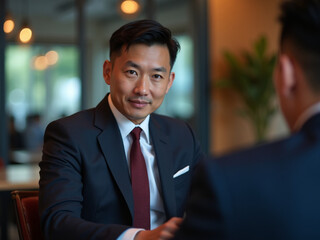 Man consulting with financial manager in the office, bank and finance concept for investment or job interview for management, deal