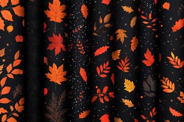 Colorful autumn leaves on black fabric creating a seasonal decor theme for home interiors