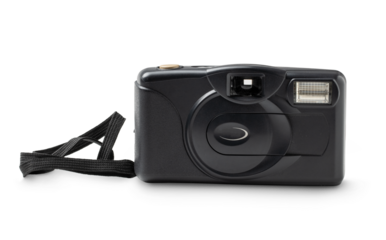 Analog film camera isolated on transparent background