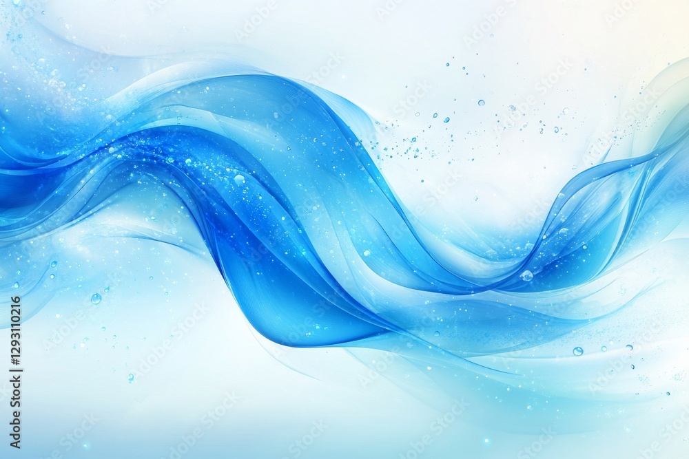 Poster flowing waves of blue create a serene and calming atmosphere in a dynamic water-themed design