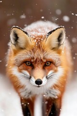 Obraz premium Red Fox Gazing in Snowy Winter Forest